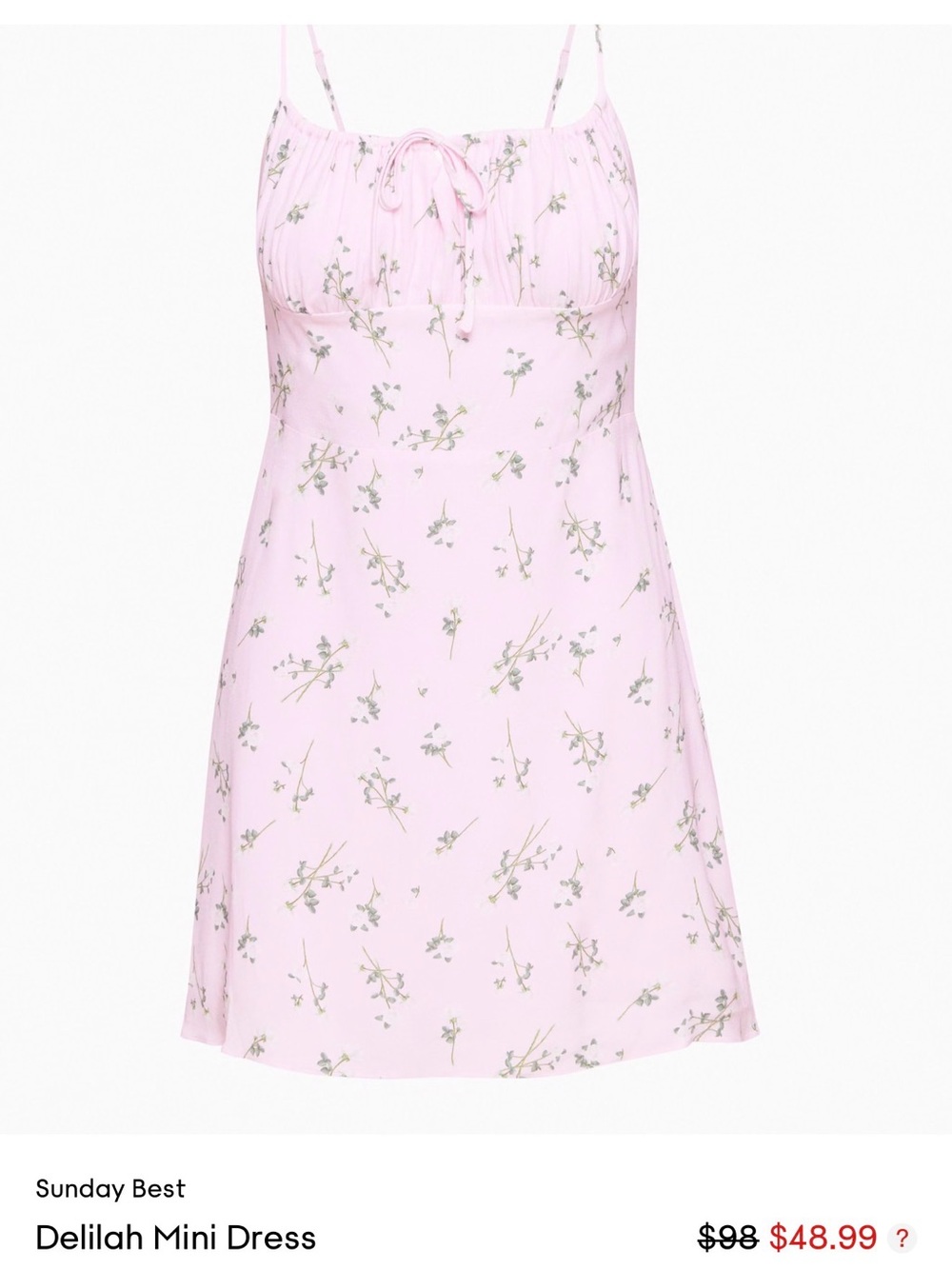 Aritzia Sunday Best Delilah Mini Dress Lilac Bloom Floral Pink Size Small